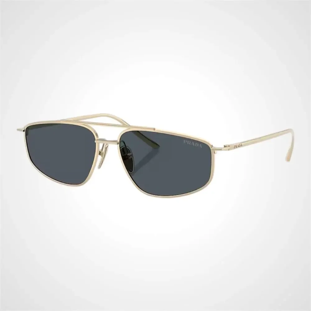 New PRADA Sunglasses Gold Metal Pillow Square Grey Lens 58-15-145mm - Picture 1 of 6
